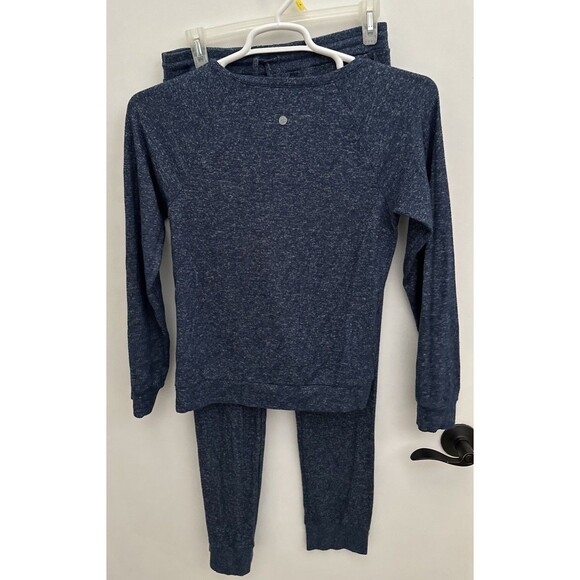 Zella Girls Blue set XL 14 / 16 Shirt long Sleeve Pants Joggers 2 Pieces Marbled - Picture 4 of 7